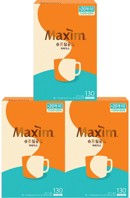 맥심 슈프림골드 커피믹스, 13.5g, 130개입, 3개