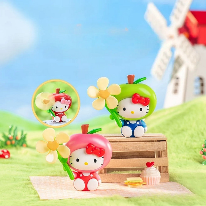 코코핑크 산리오 키티 움직이는 바람개비 시리즈 플라워 장식 피규어