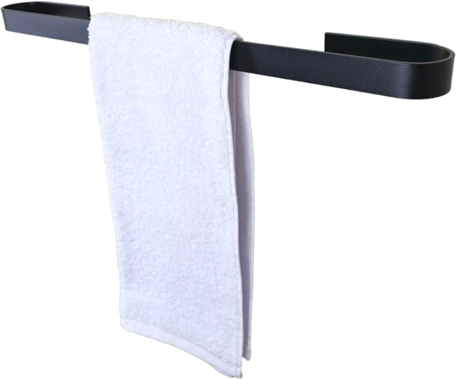 무타공 욕실 라운드 모던 수건걸이, 블랙, 45cm, 1개