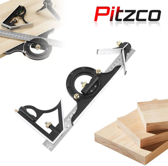 피츠코 콤비네이션 스퀘어 세트 직각자 각도자 각도기 목공자 WX6154-B (300mm), 1개