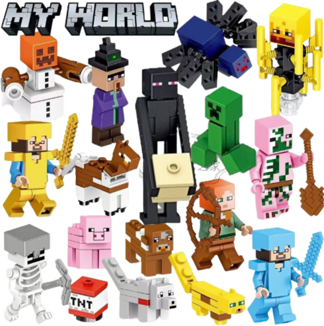 마크 기사 용사 크래프트 캐릭터 미니 피규어 조립 블럭 16종 세트 DIY 장난감 SC09, 1세트