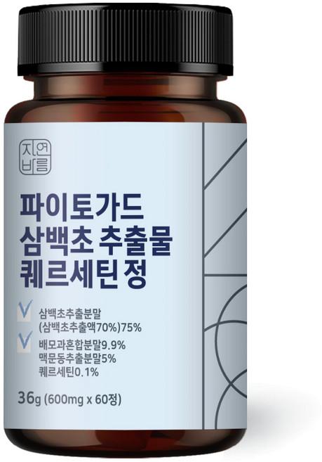 자연바름 삼백초 추출물 파이토 가드 퀘르세틴 맥문동 함유, 1개, 60정