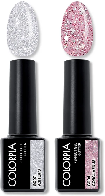 칼라피아 원스텝 퍼펙트젤 글리터 젤네일 세트, 1세트, 09. 애쉬에리스+코랄비너스 - 쿠팡
