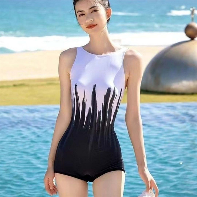 TKX 여성 수영복 슬림핏 패턴 스포티 스타일 신축성 좋은 바다 휴가 수영장용