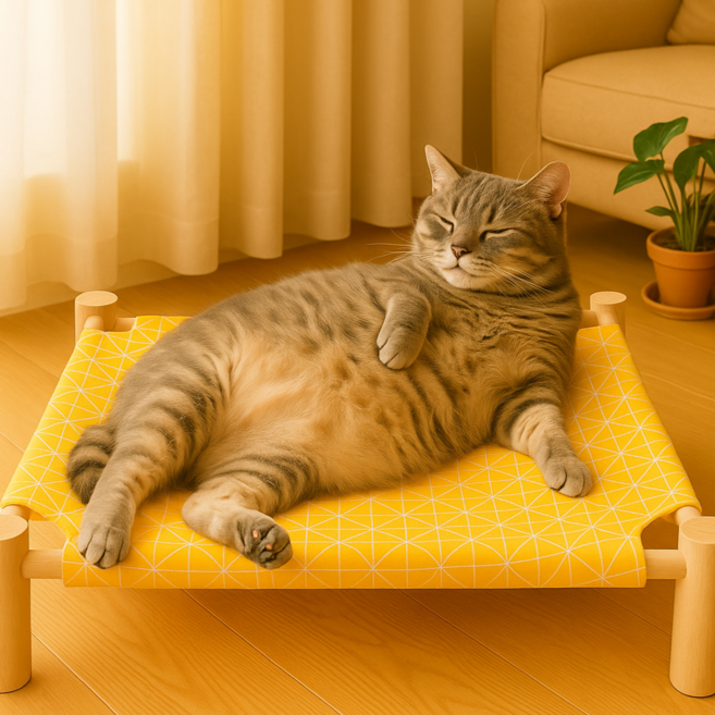 케이엔알 반려동물 침대 해먹 강아지 고양이 무중력 공중부양 침대, 1개, 옐로우