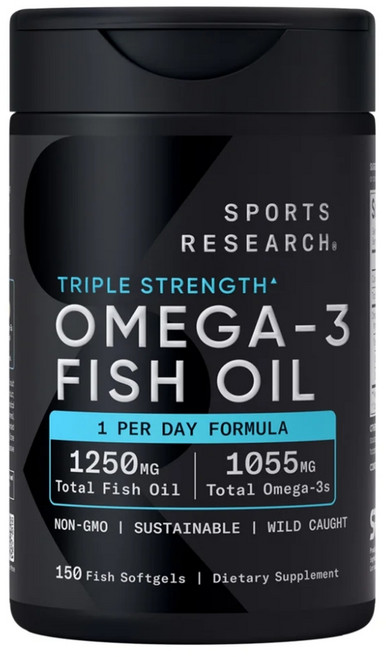 [정품 미국 배송] 스포츠리서치 트리플 스트렝스 오메가-3 피쉬오일 1250mg 150정 Sports Research Omega-3 Fish Oil, 1개
