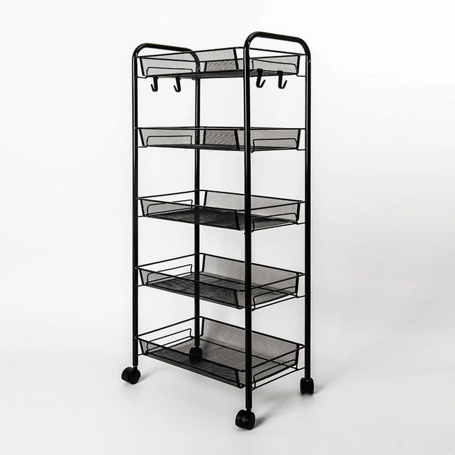 마켓플랜 메쉬 철제 트롤리, 화이트, 5단