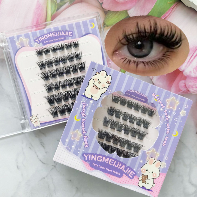 풀 필요없은 자연 속눈썹 3D인조속눈썹 세트11-13mm(다양한 스타일 가능 여성 메이크업 필수품), 6 rows of dense YFXMJ 83