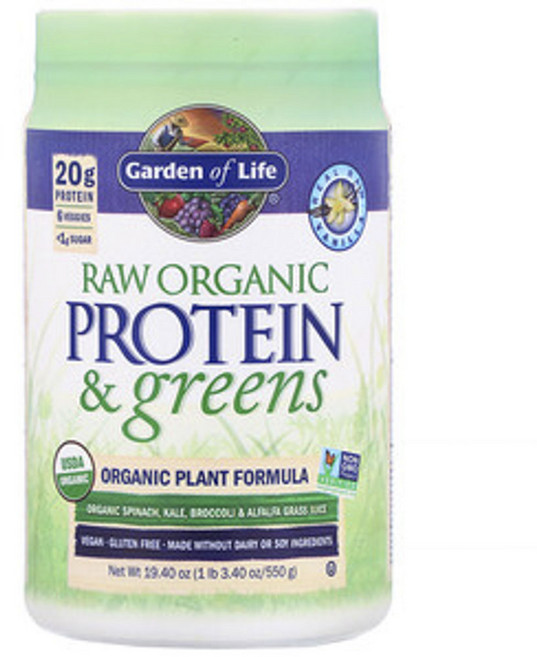 Garden of Life Raw蛋白粉 香草味, 550g, 1罐