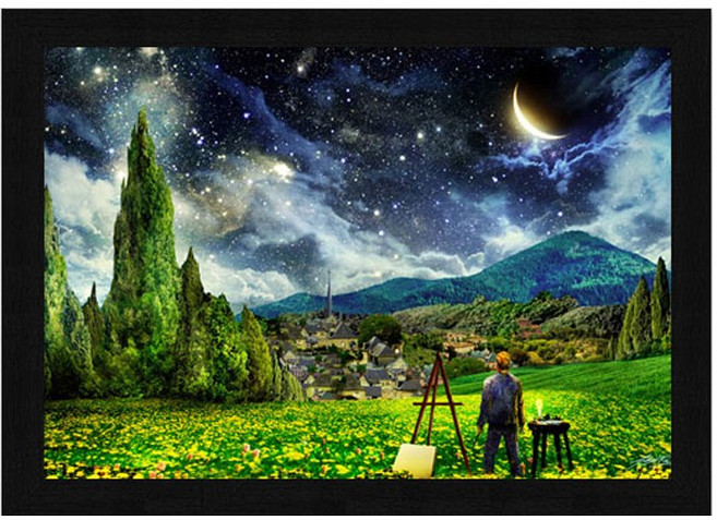 2014피스 미니 직소퍼즐 화가의 별밤 (액자옵션선택) PL2014-2, 1개, 퍼즐+우드블랙 직소퍼즐액자포함, 2000피스