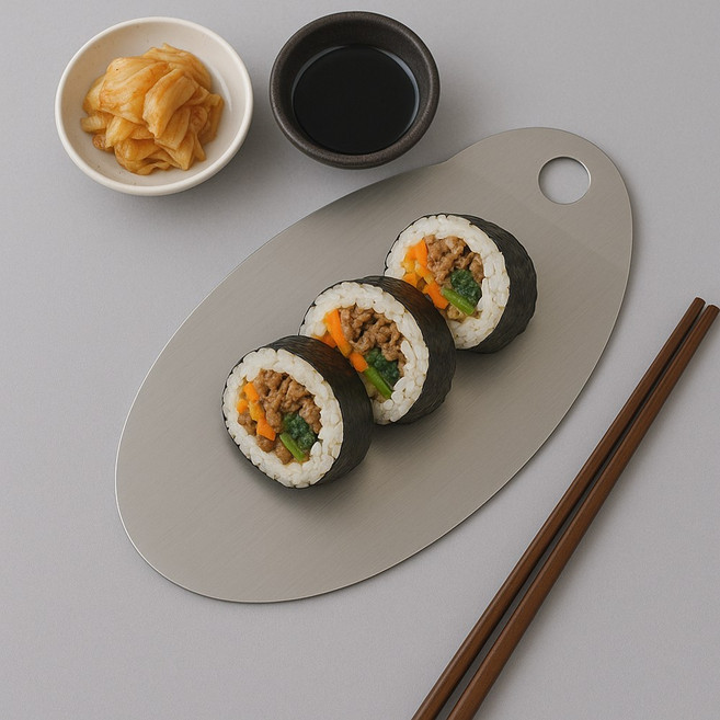 테르헨 316 스테인레스 도마 21x17cm 이지핸들타원