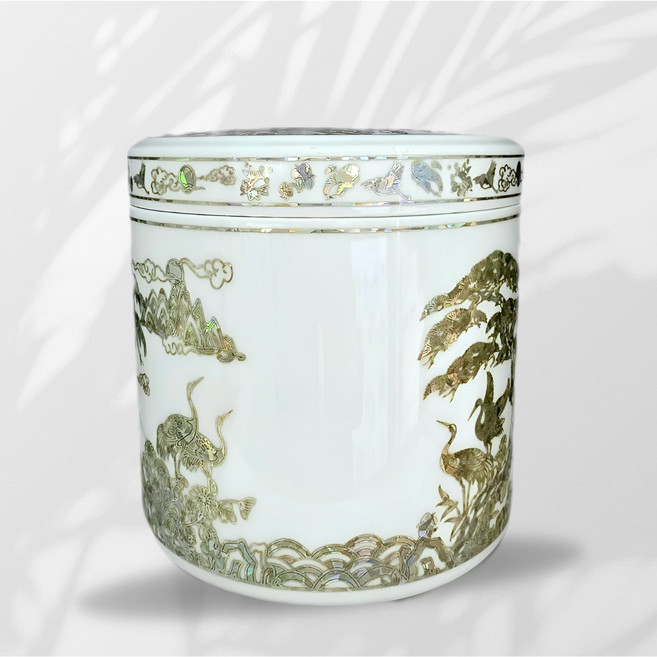 잠금형 삼중 진공 백진주자개 십장생 고급 유골함 사진무료각인, 1개, 잠금형 삼중 진공 십자개장생  고급 유골함