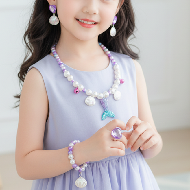 장난감진주목걸이 노노리 인어 공주놀이 여아쥬얼리 아기팔지반지 세트