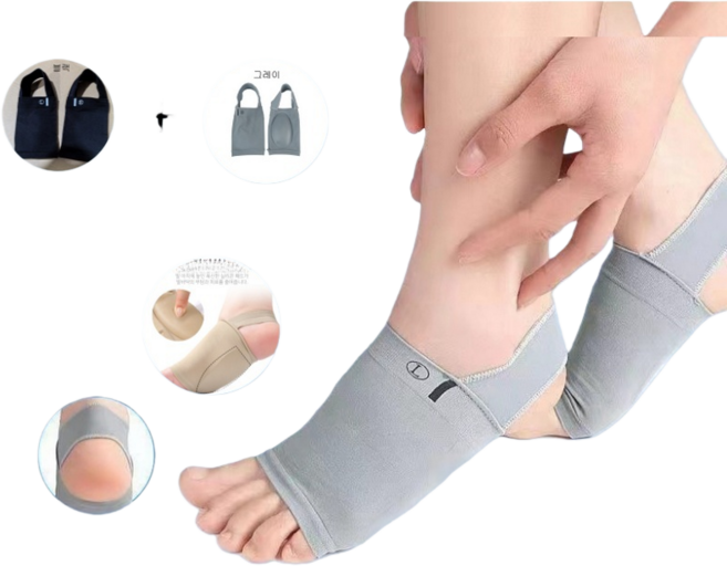 [1+1] 앨오앤지 족저근막 실리콘 아치 패드 발다닥 쿠션 양말, 1세트