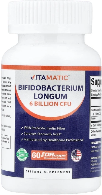 Vitamatic 바이타매틱 비피도박테리움 롱검 60 디알캡스 프로바이오틱스 유산균 영양제, 1개, 60정 - 쿠팡
