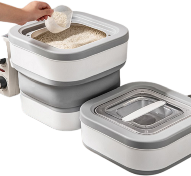KAWASIMA 접이식 쌀통 쌀독 쌀 보관통 12.5kg, 그레이, 1개