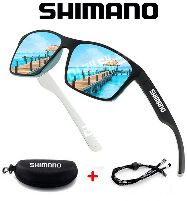 시마노/Shimano 편안한 대만 낚시 Luya 선글라스 운전 편광 렌즈 스포츠 고글 안경, 검정+흰색 프레임 아이스블루 필름 (428), 1개