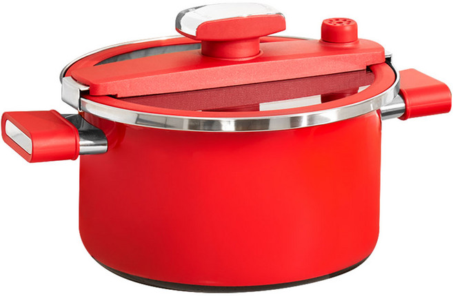 파르셀 IH 저압냄비 법랑 에나멜코팅 스테인리스 인덕션 이중잠금 진공 찜기 압력솥 6L, 1개, 레드