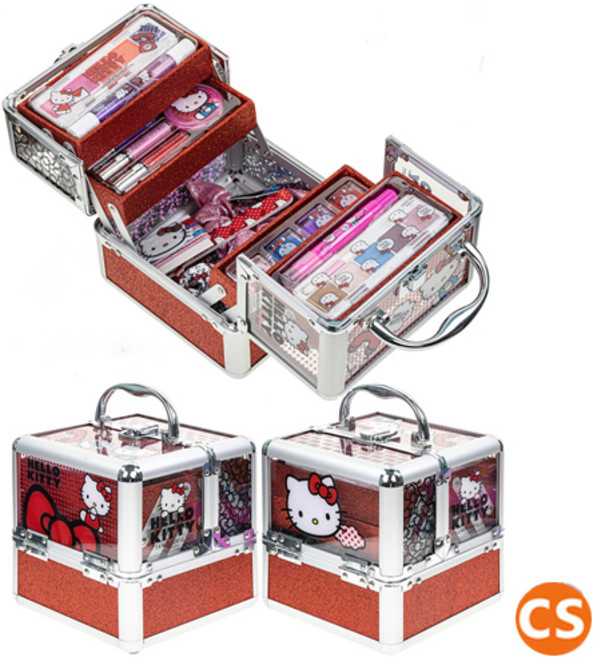 [판매자추천] 헬로키티 트레인 케이스 어린이 화장품세트 메이크업 조카 생일 크리스마스 선물 아이섀도우 립스틱, 1개