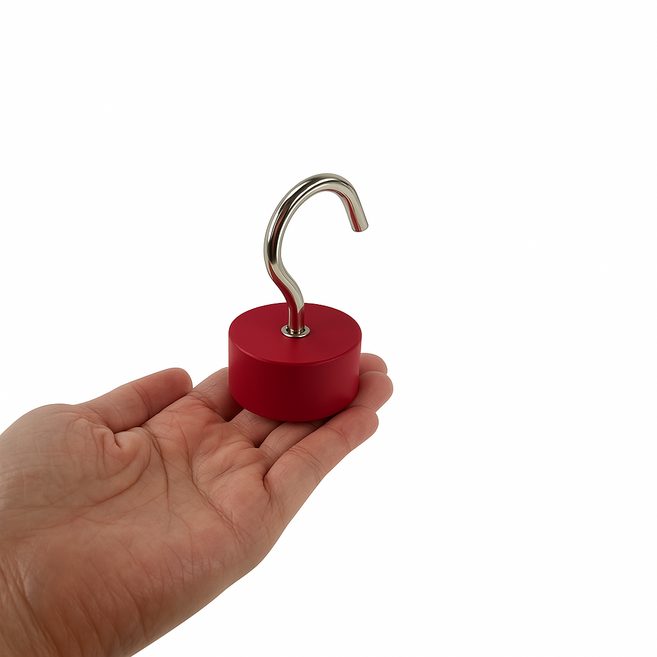 마니코 고무 초강력 고리 자석 네오디움 45mm 25T 공구 화물차 걸이용 붉은 고무, 2개