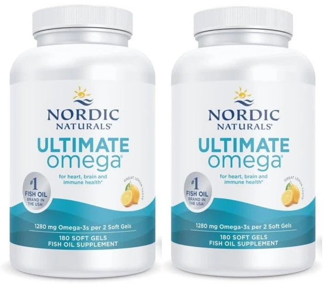 N0RDIC NATURALS 얼티메이트 오메가 레몬향 고함량 피쉬오일 EPA DHA 함유 오메가3 영양제 180캡슐 2개입, 2개, 180정 - 쿠팡