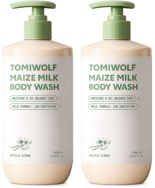 토미울프 단 1회 사용 피지 87% 제거 임상 등드름 퍼퓸 바디워시 바닐라 아몬드향, 2개, 1000ml
