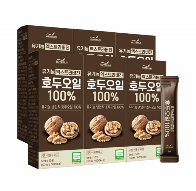 뉴트리너스 불포화지방산 풍부한 저온압착 호두오일 고소한 맛이 일품인 요리용 오일 베이킹 디저트 풍미, 6박스