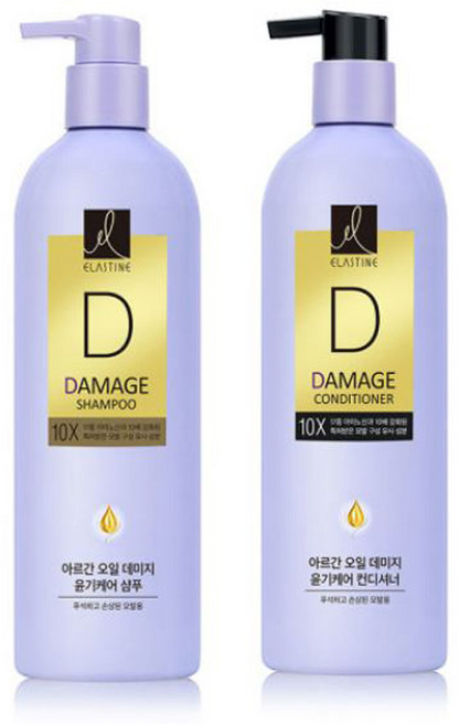 엘라스틴 아르간 오일 데미지 윤기케어 10X 샴푸 + 컨디셔너, 1개, 1.36L