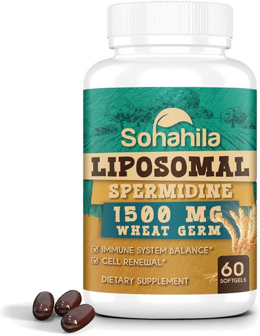 Sohahila 스퍼미딘 스퍼민 밀 배아 추출물 폴리아민 60캡슐 오토파지 자가포식, 60