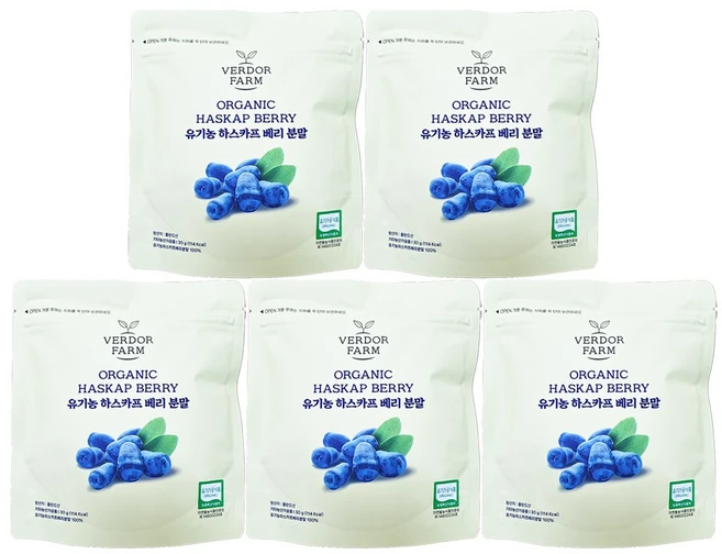주영엔에스 유기농 하스카프 베리 분말 100%, 30g, 5개 - 쿠팡