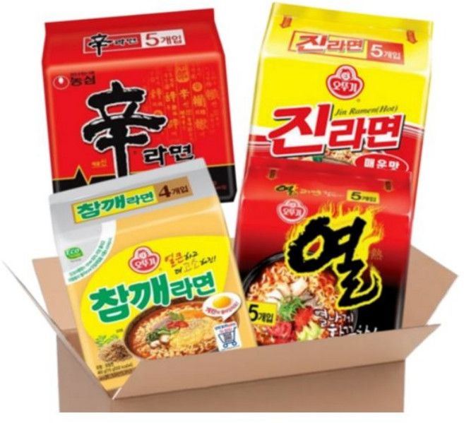 농심 오뚜기 세트 신라면5+진라면5+열라면5+참깨라면4, 1세트