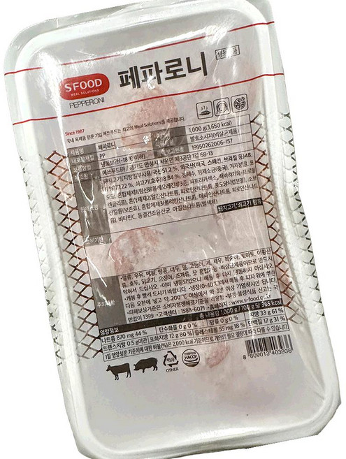 페페로니햄에쓰푸드 냉동 1K X8, 1kg, 8개