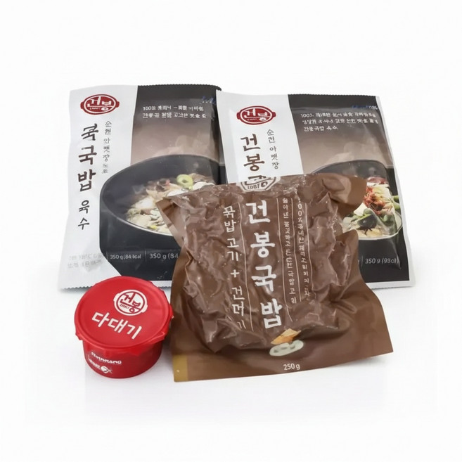 38년 건봉 돼지국밥 2인분 같은 1인분 건더기250g 1팩+육수350g 2팩 1세트 950g, 250g