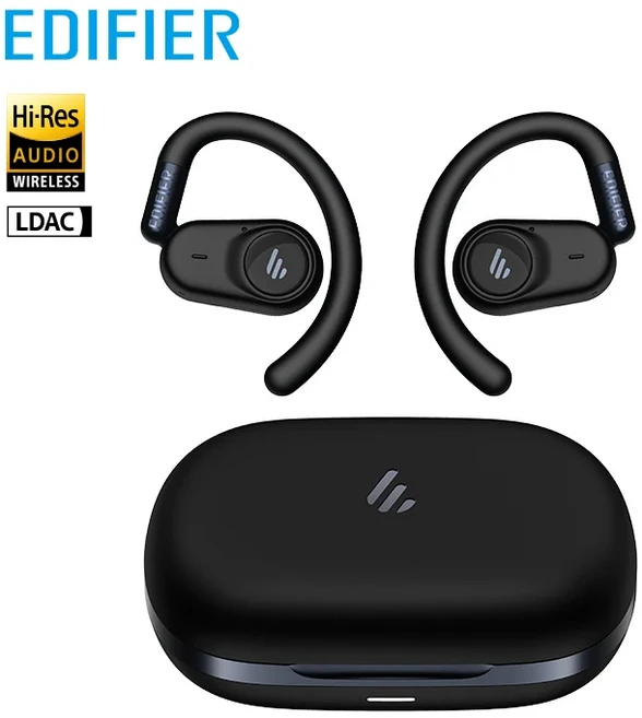 Edifier A6 오픈 이어 블루투스 후크 헤드폰 고해상도 무선 오디오 IP55 방수 40시간 재생 시간 LDAC 코덱, 01 CHINA, 02 Black