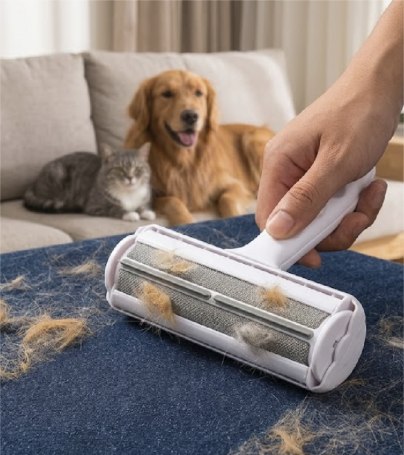 윌리펫 반려동물 강아지 털제거 슬리커 돌돌이, 1개, 화이트블루