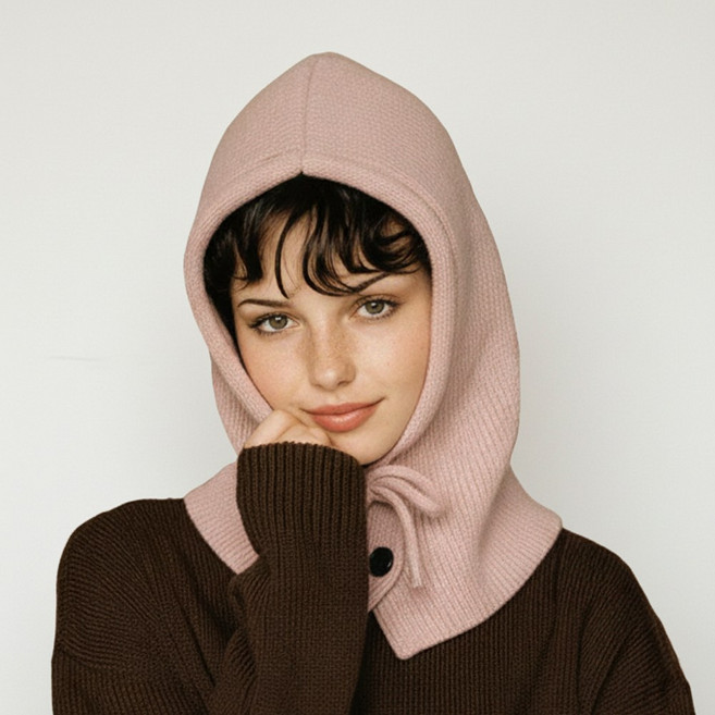 데이오 니트 바라클라바 후드, 1개, 연핑크