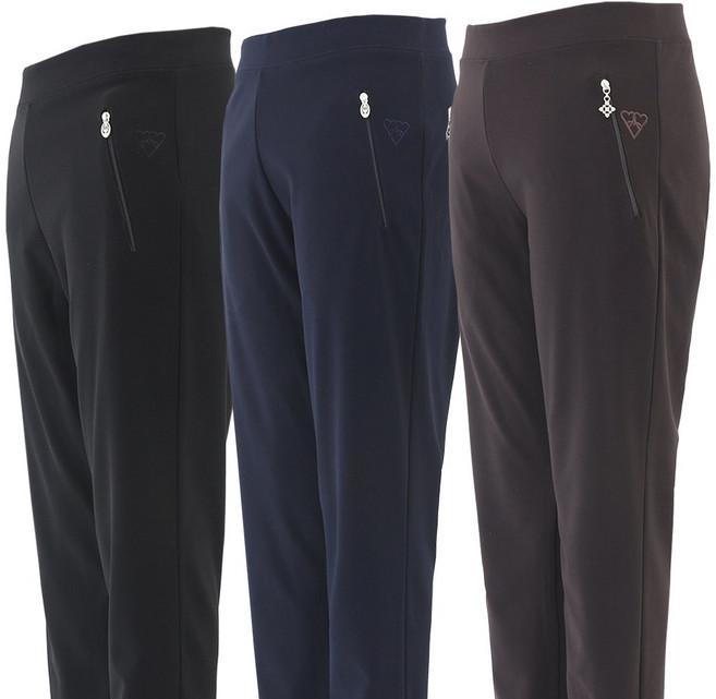 마더스핏 하트 자수 봄가을 슬림일자 스판 엄마바지 밴딩팬츠