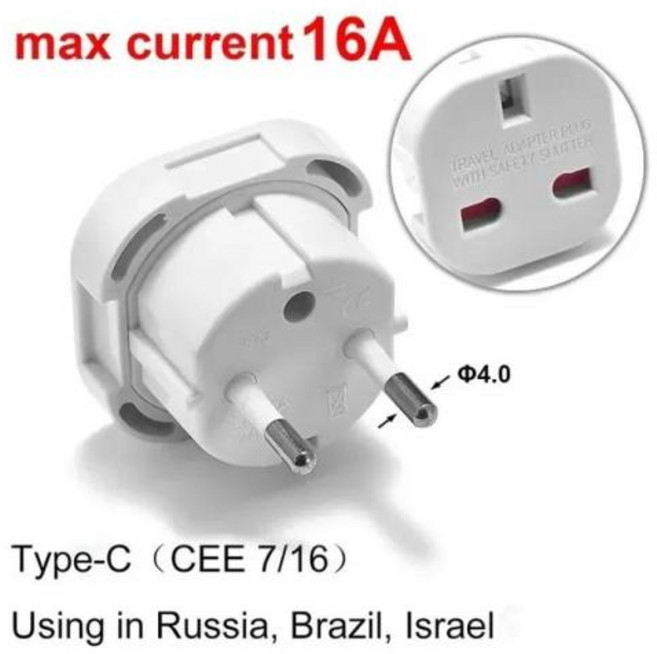 UK-EU 플러그 어댑터 한국 유로 2 핀-영국 3 핀 플러그 변환 전기 소켓 여행용 어댑터 AC 콘센트 250V 13A 1 개, G, 07 G_01 1pcs, 1개