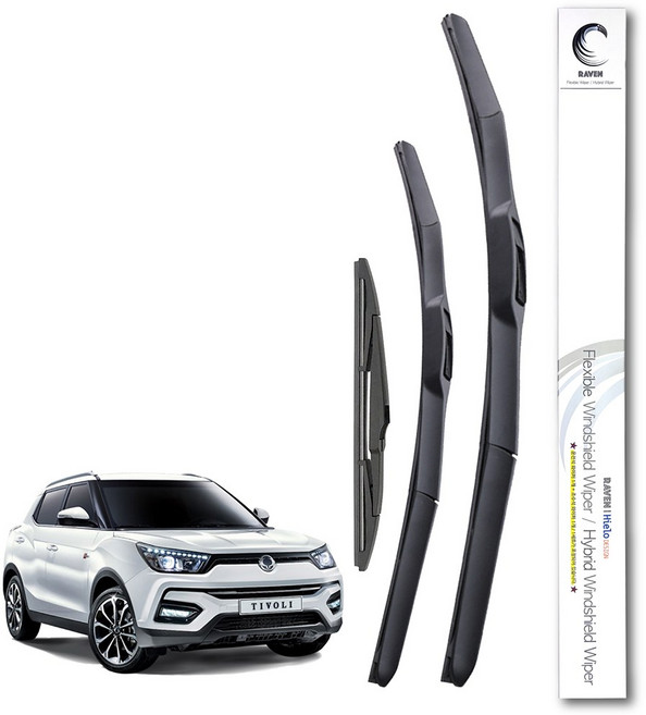 레이븐 티볼리 티볼리에어 하이브리드 와이퍼 600mm 400mm 세트, 전면+후면 와이퍼세트, 티볼리/티볼리아머 (15년~19년) 2416+11