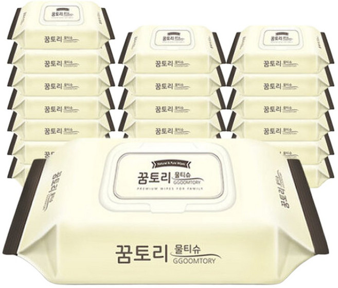 꿈토리 아기물티슈 도톰한 나비의 꿈 엠보 60매 캡형 20팩, 20개, 60매입, 55g