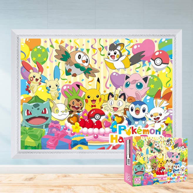 모두의취미 포켓몬 해피 파티 100피스 캐릭터 직소퍼즐, 1개, 액자세트(더블화이트)
