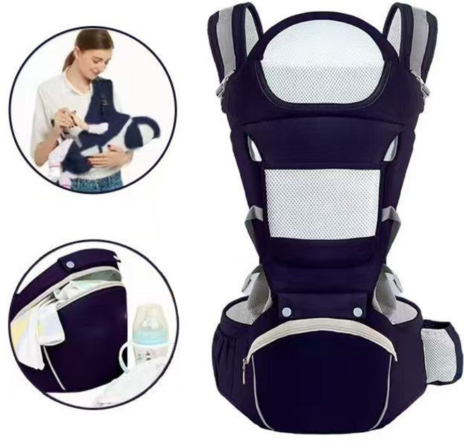디아코니아 사계절 신생아 올인원 힙시트 아기띠 통풍 허리보호 G404, 네이비