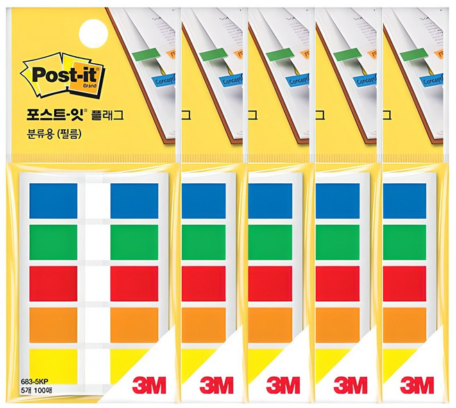 포스트잇 플래그 분류용 필름 5색견출 683-5KP, 100개입, 5개