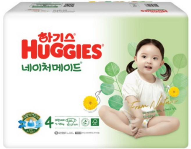 2021 신형 하기스 네이처메이드 밴드형 기저귀 여아용, 4단계, 60매
