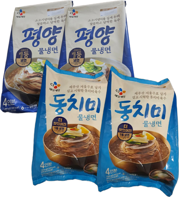 CJ제일제당 평양 물냉면 4인분(1800g) 2개+동치미 물냉면 4인분(1816g) 2개(총 16인분)