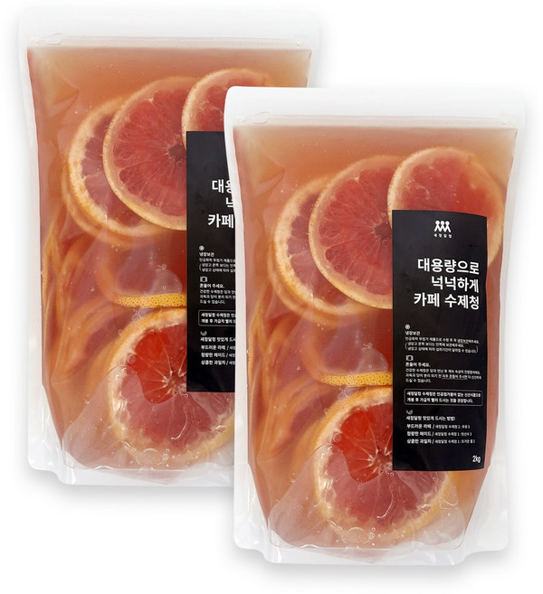 새청달청 수제 슬라이스 자몽청 자몽즙 카페 재료 대용량 납품 자몽 아이스티, 2kg, 1개, 2개입, 2kg