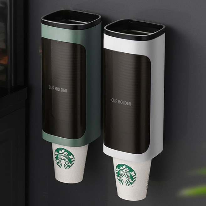 반투명 종이컵 홀더 디스펜서 무타공 먼지 차단 덮개, 화이트, 1개