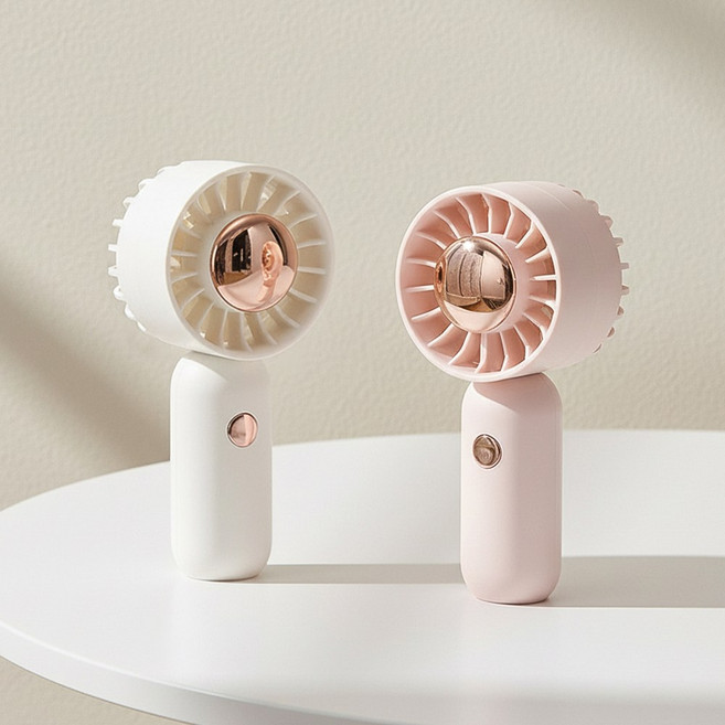 1+1 윈디큐티 휴대용 손 선풍기 저소음 미니 BLDC, 화이트+핑크