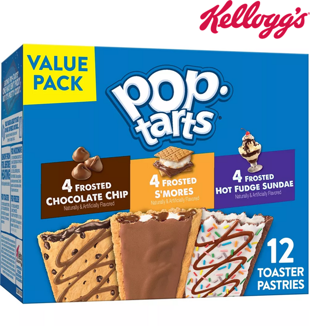 [Kellogg's] 팝타르츠 팝타르트 Poptarts 초콜릿칩 스모어 초코 선데이 12개입 Pop-Tarts Frosted Chocolate Variety Toaster, 576g, 1