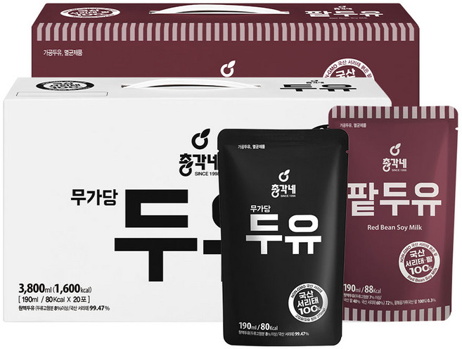 총각네 무가당두유 20포 + 팥두유 15포, 1세트, 6.65L